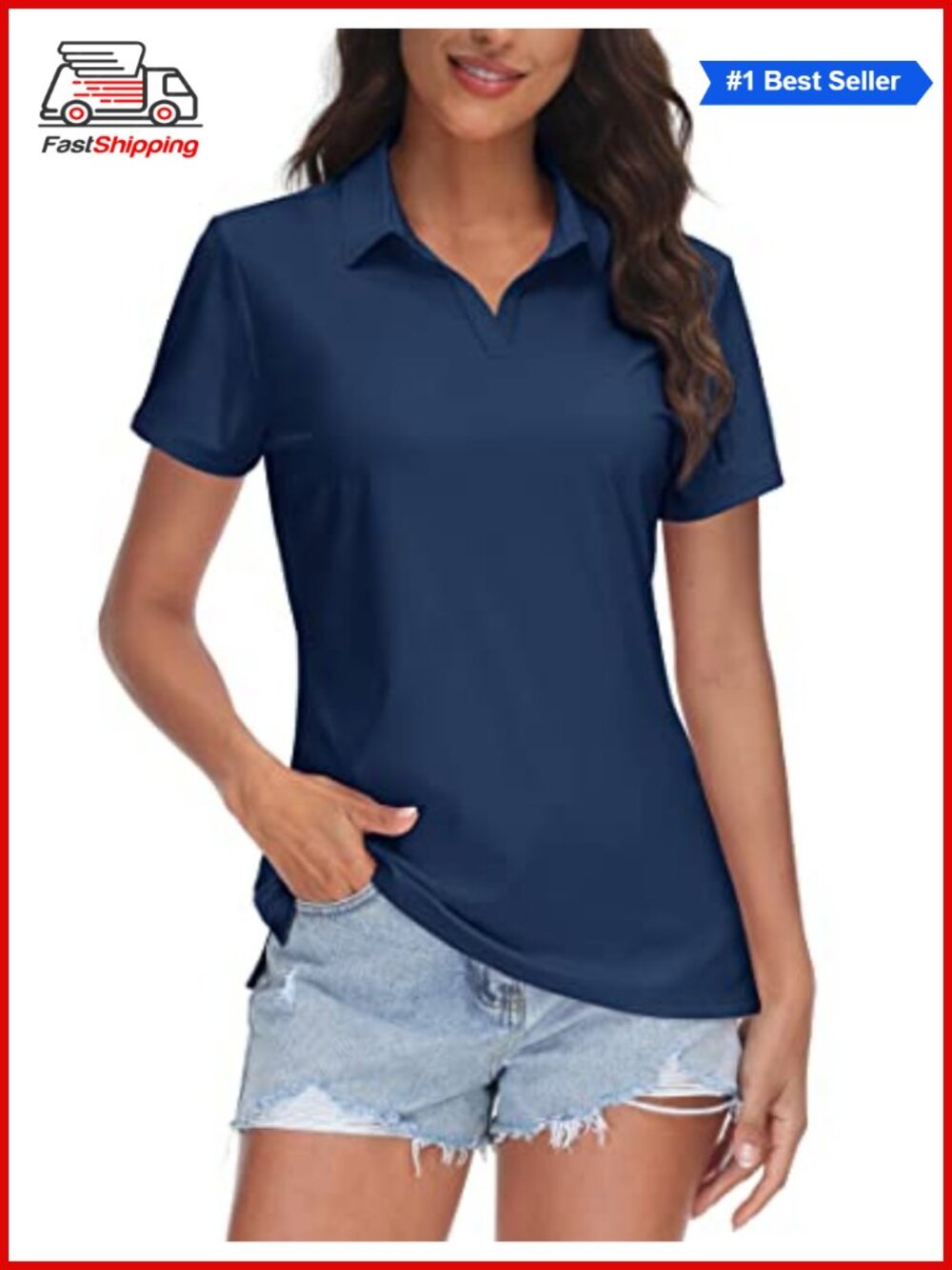 ✨ TACVASEN Women's V-Neck Polo Shirt UPF 50+ Short Sleeve Quick Dry Golf Polo